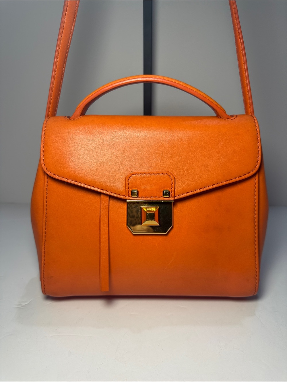 MCM Orange Leather Top Handle Crossbody Bag - Picture 2 of 12